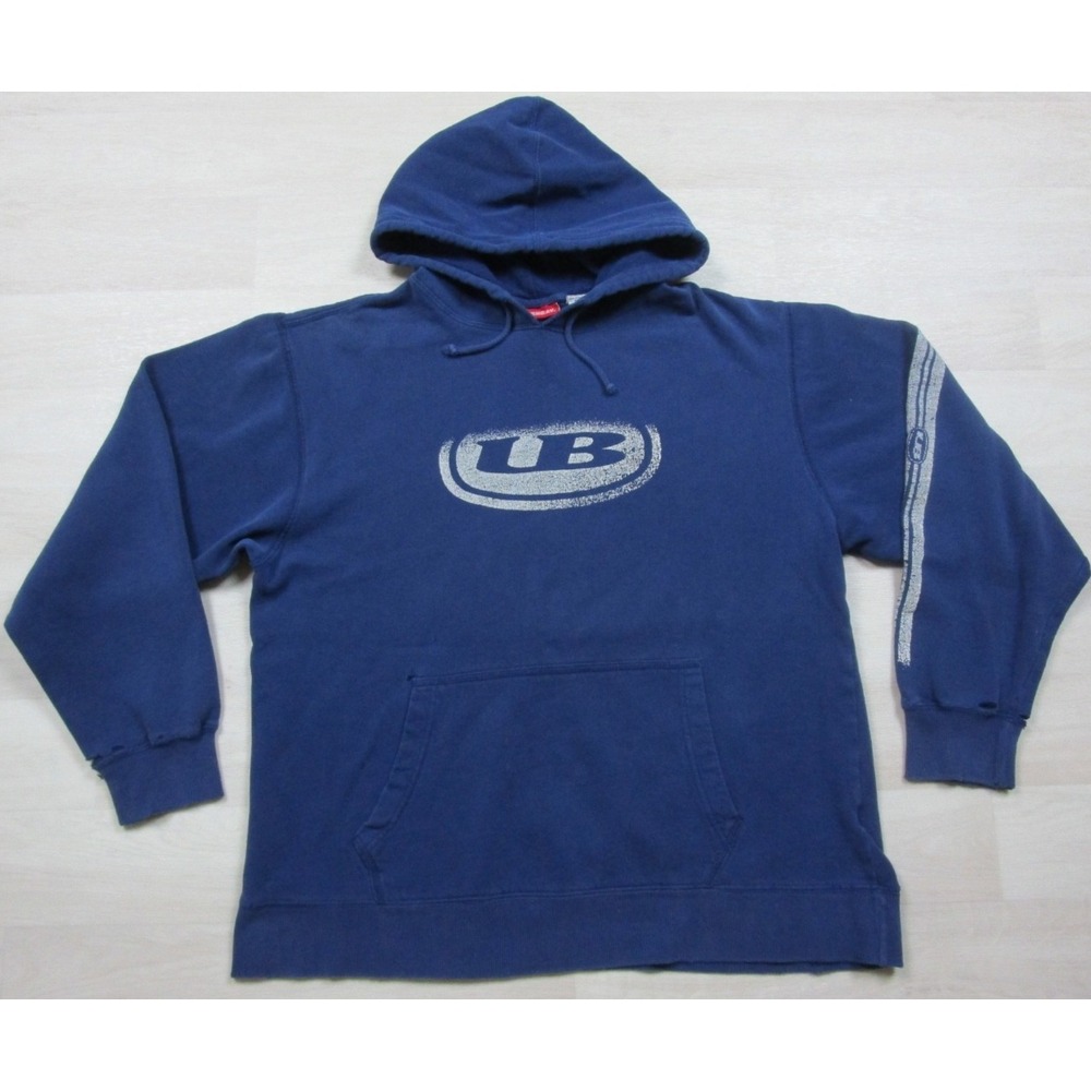 Vintage Y2K Union Bay Hoodie Sweatshirt (L) Skater Cyber Mall Goth Logo Sleeve